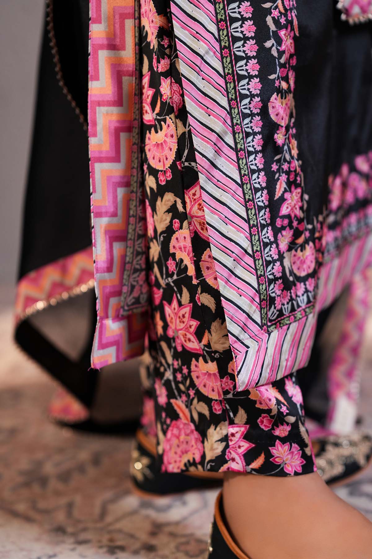 Black Hand Embroidered Kurta