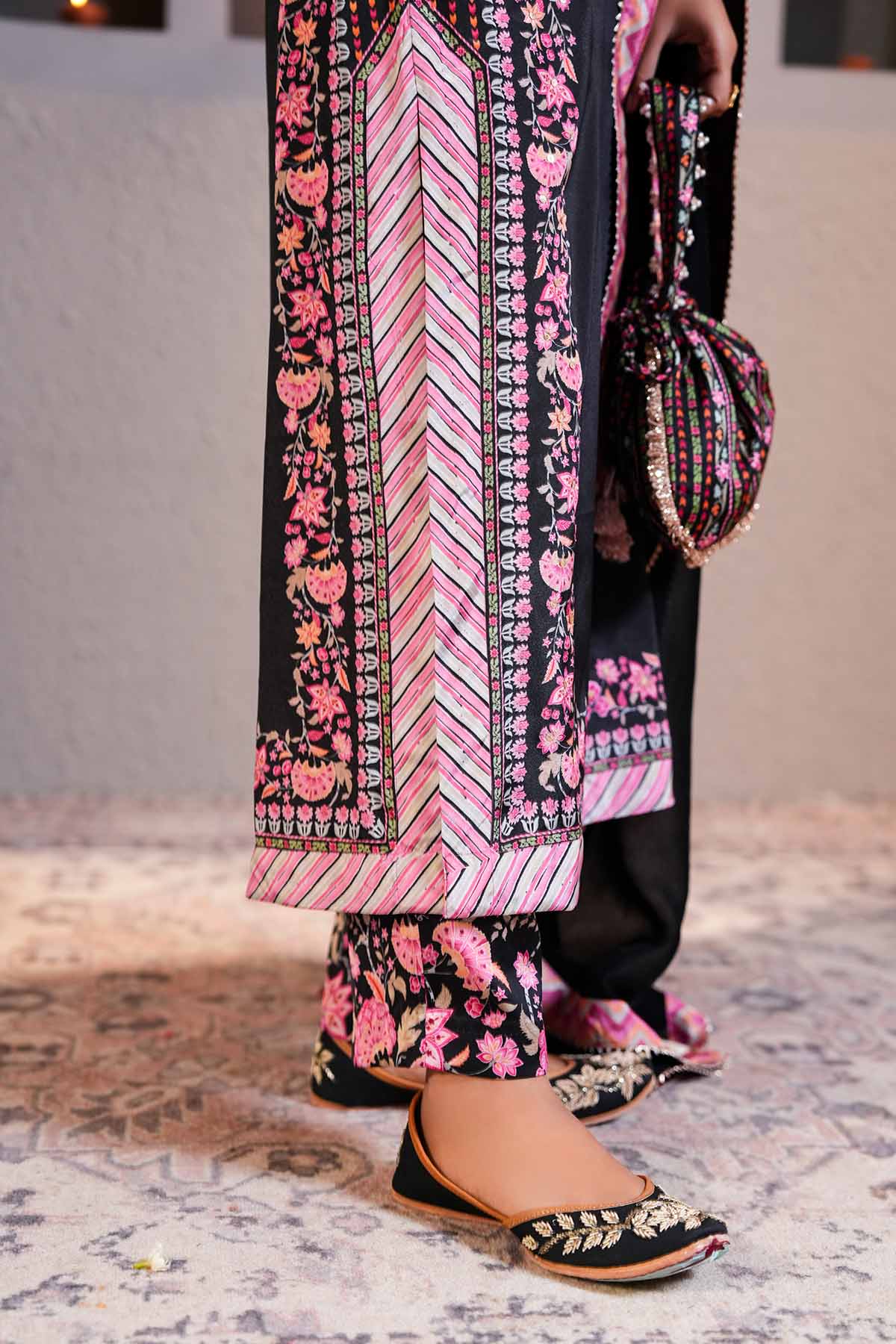 Black Hand Embroidered Kurta Set