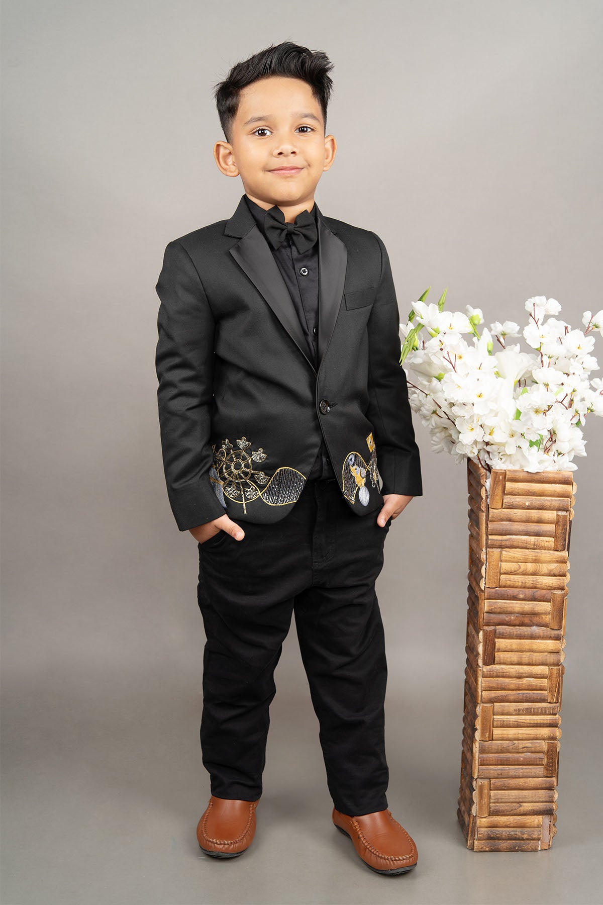 Black Hand Embroidered Suit Set