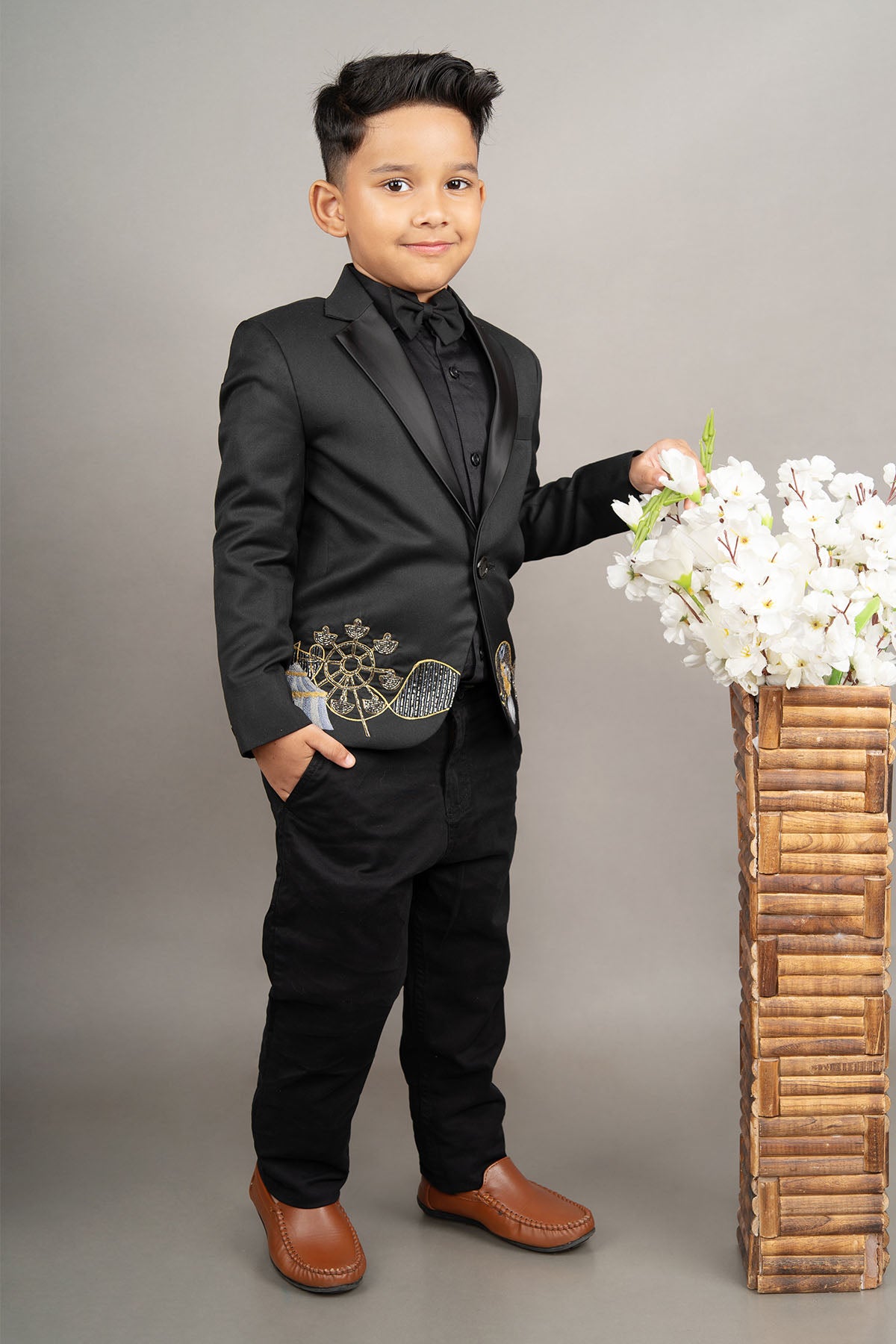 Black Hand Embroidered Suit Set