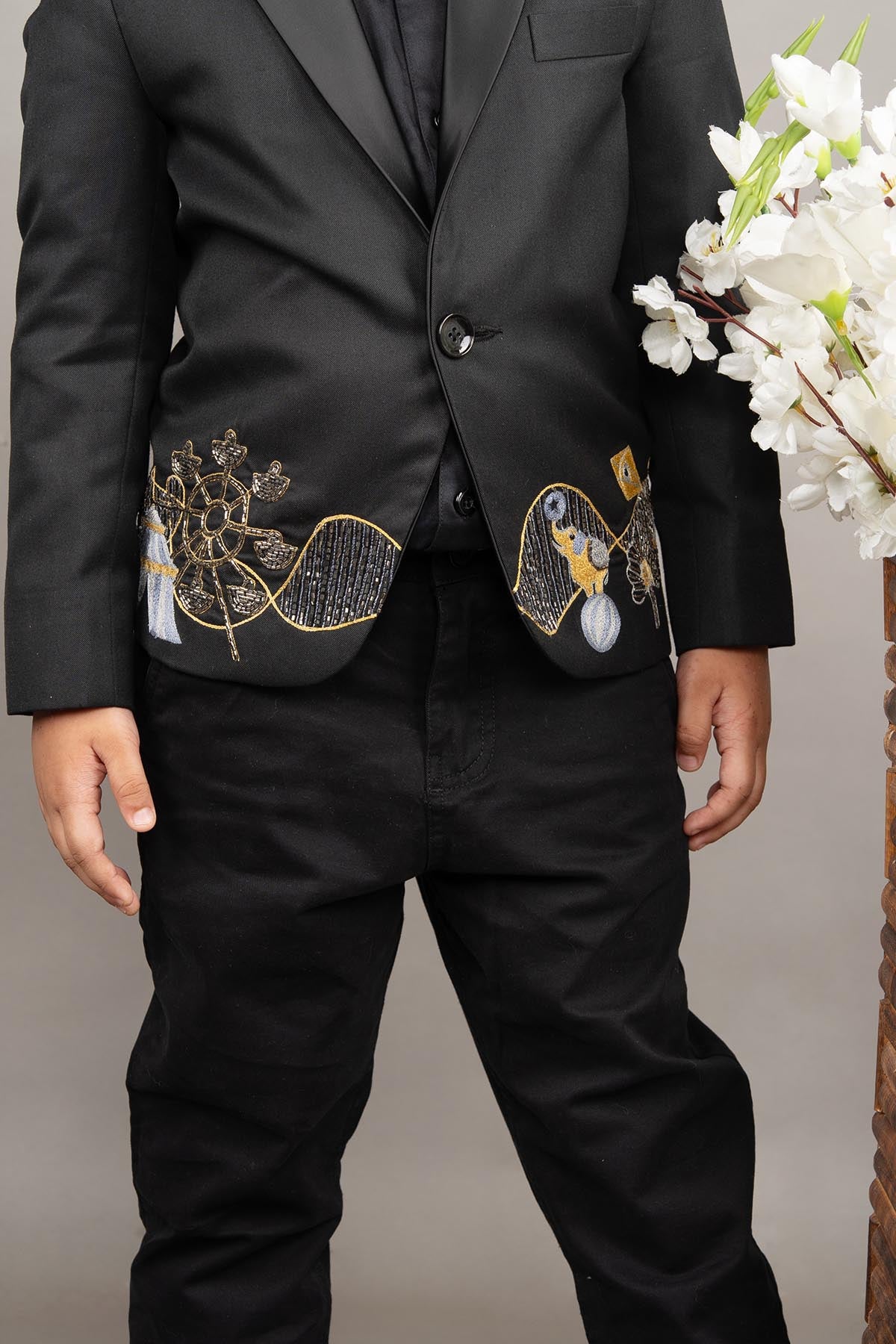 Black Hand Embroidered Suit Set