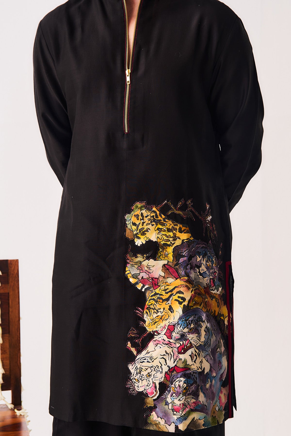 Black Hand Paint Kurta & Pants