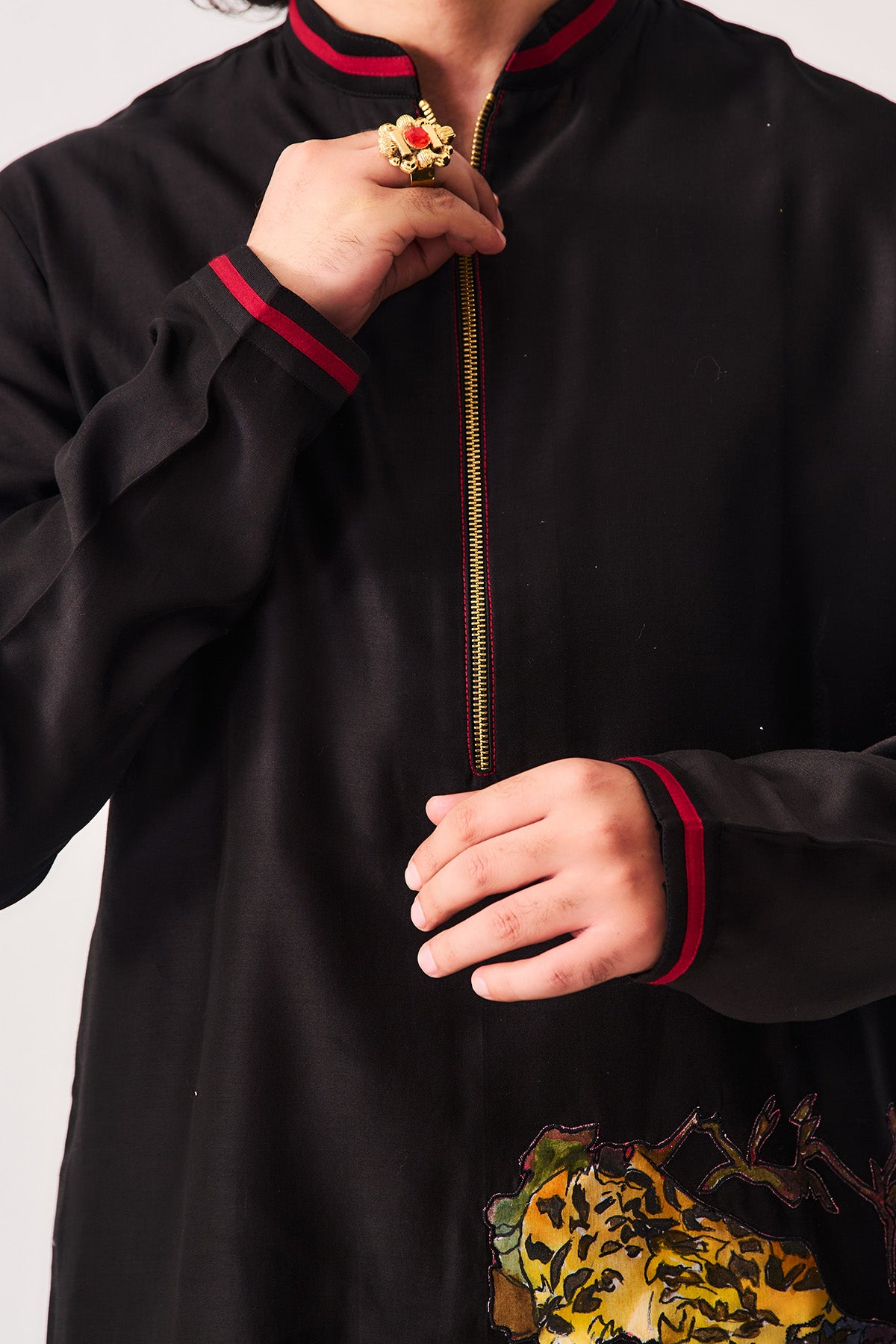 Black Hand Paint Kurta & Pants