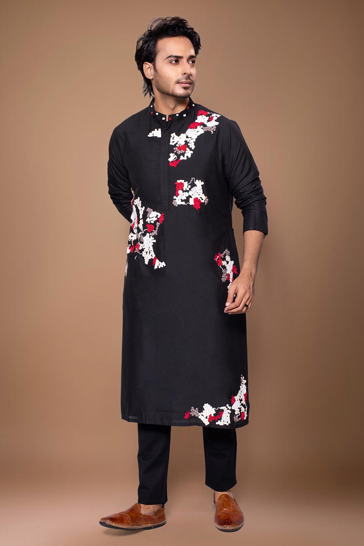 Buy Black Hand Zardozi Kurta & Pant for men by Priyanka Haralalka online available at scrollnshops