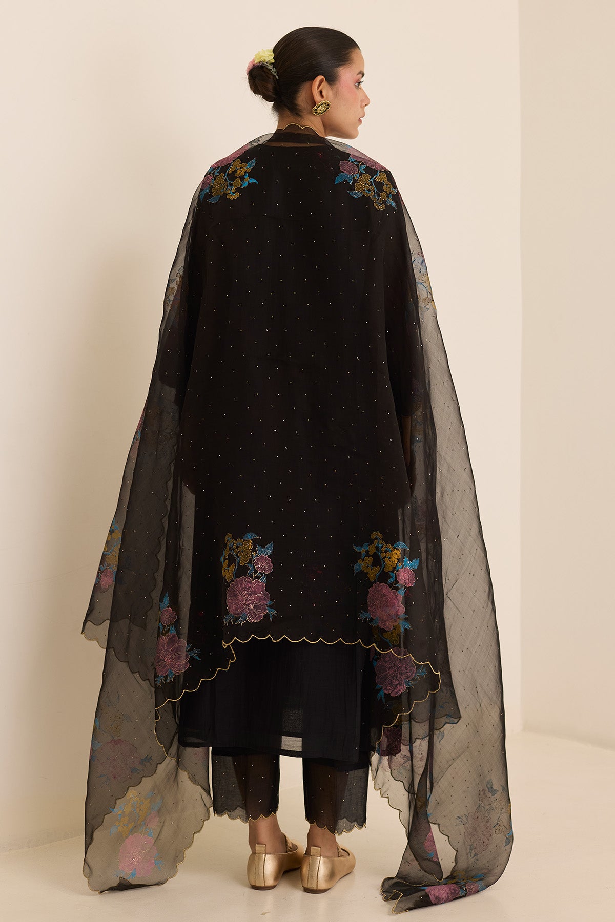 Handblock Print Black Kurta Set