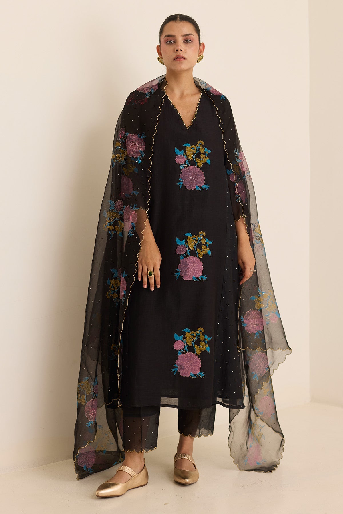 Buy Handblock Print Black Kurta Set by Juanita For women Online at Scrollnshops