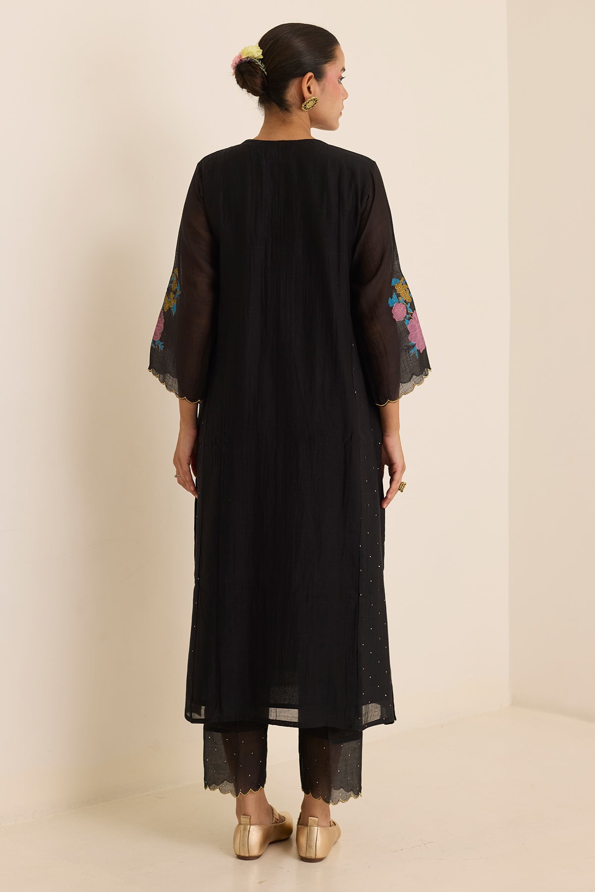 Handblock Print Black Kurta Set