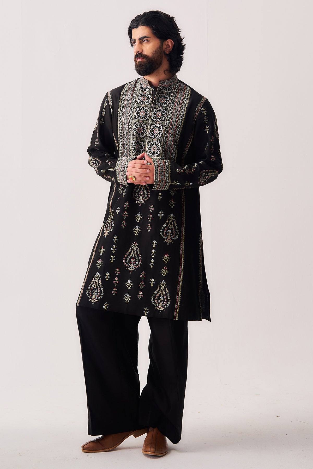 Black Handloom Kurta & Pants