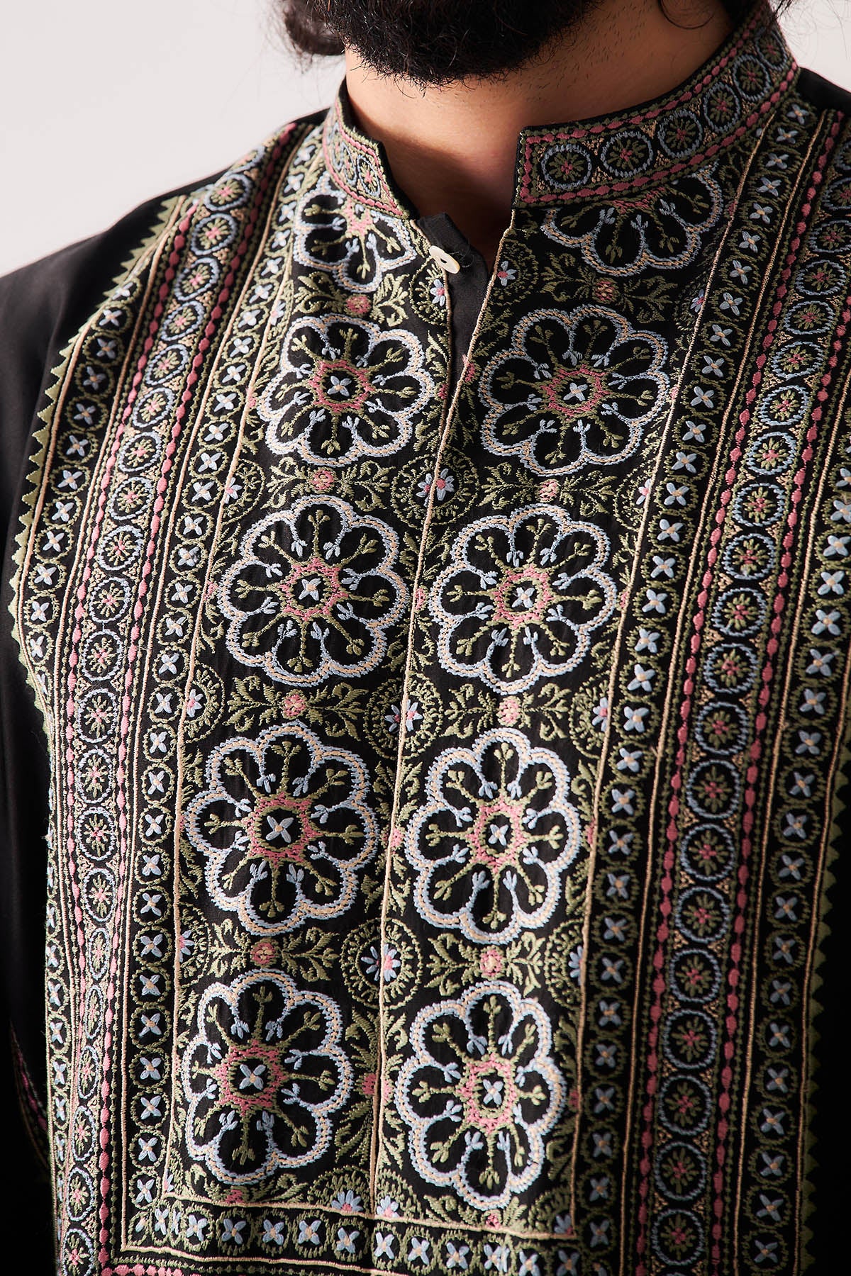 Black Handloom Kurta & Pants