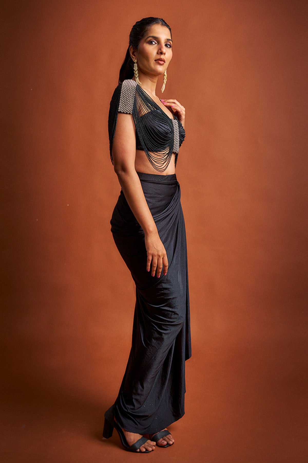 Black Heavy Satin Co-ord Set