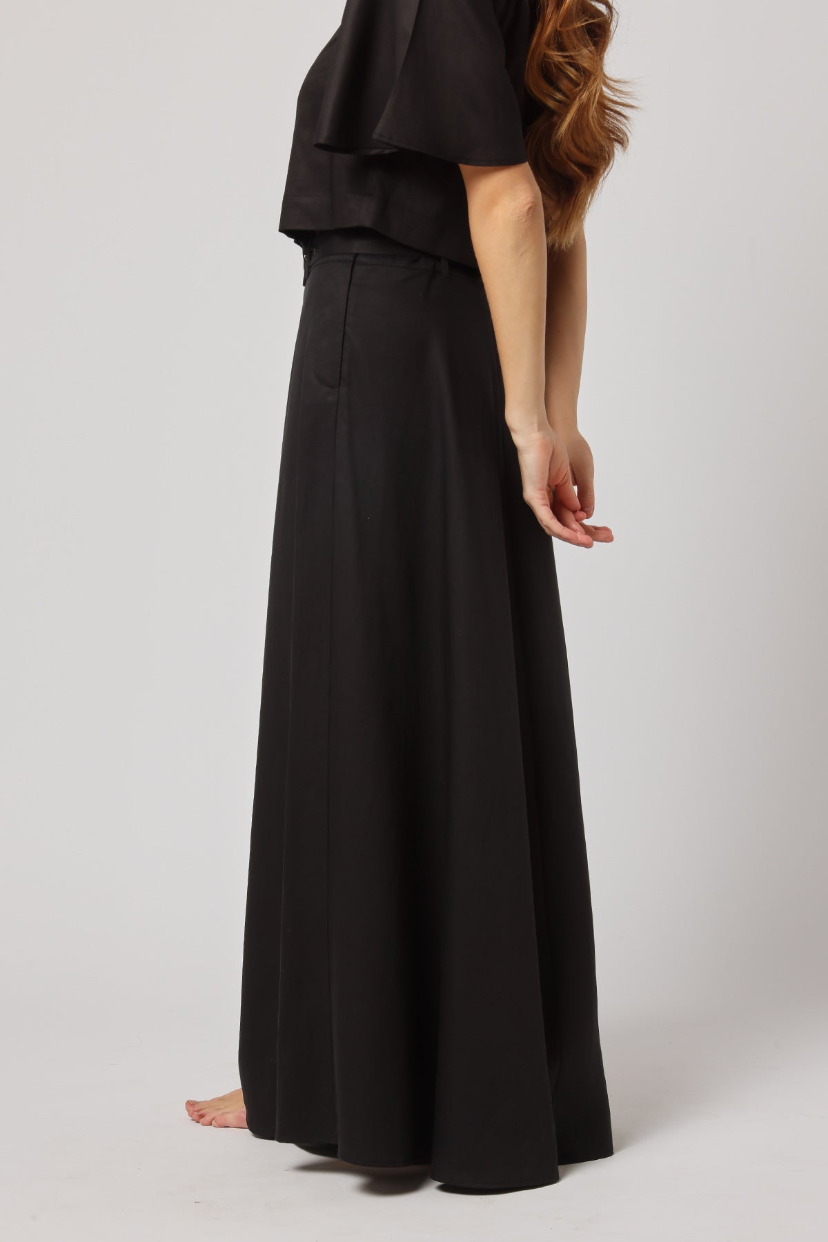 Black High-Waisted Long Skirt