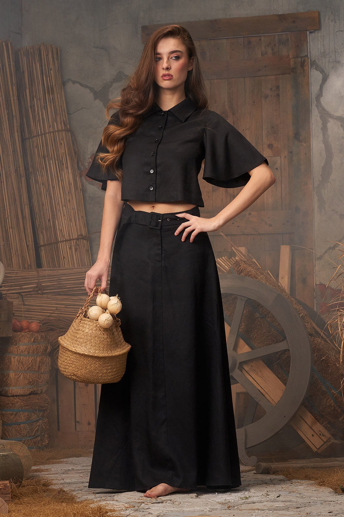 Buy Black High-Waisted Long Skirt by Ashita Fernandes for Women online at ScrollnShops