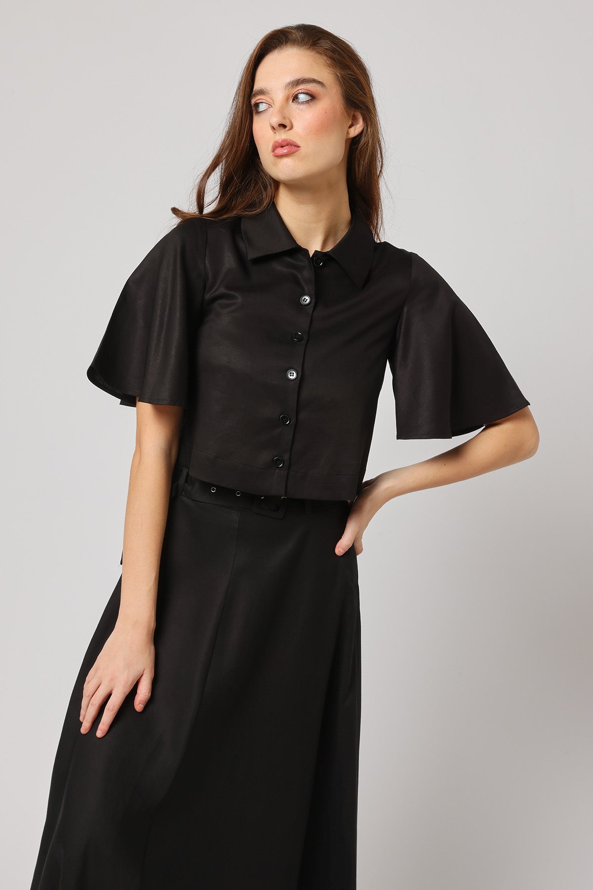 Black High-Waisted Long Skirt