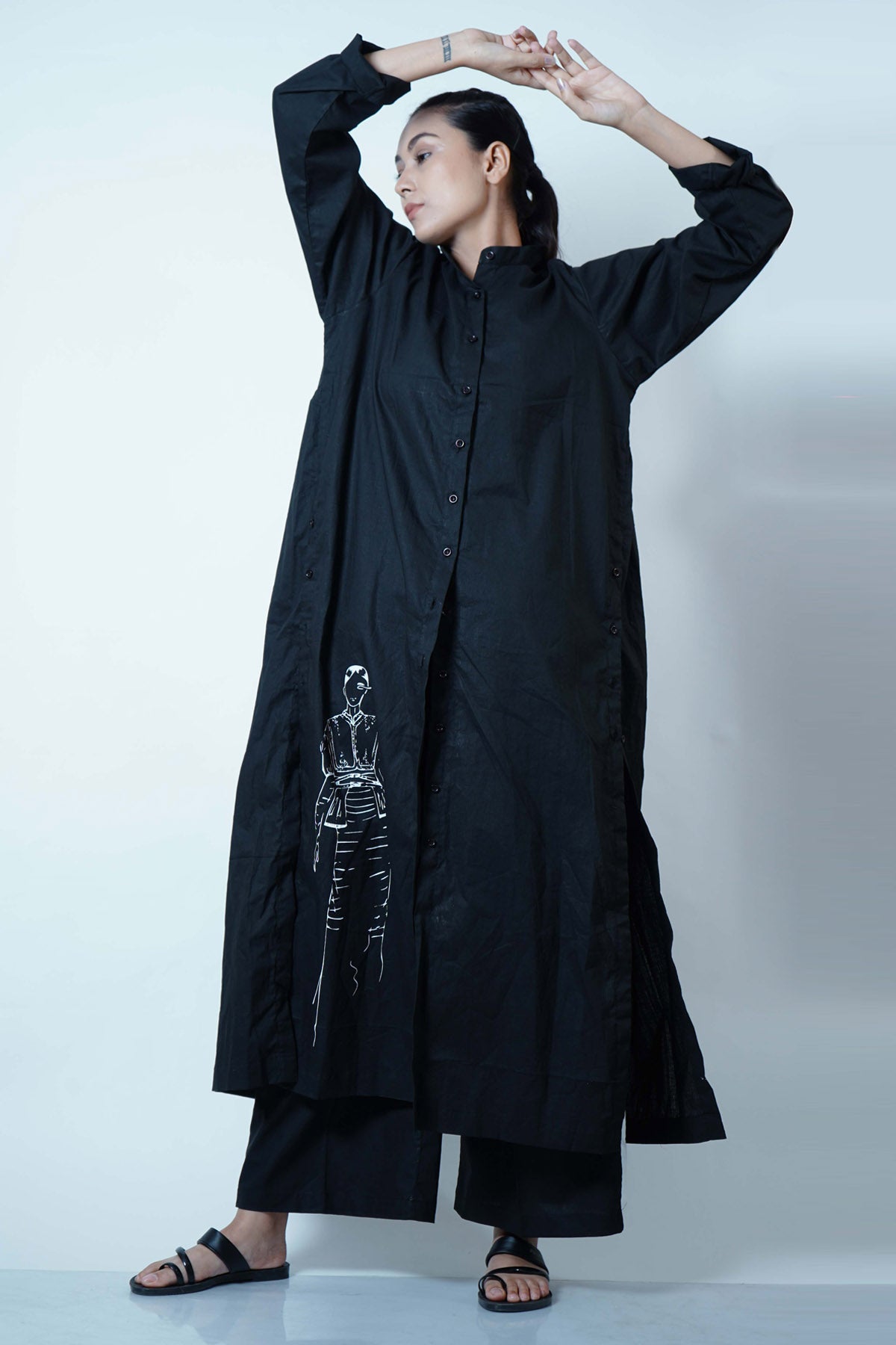 Buy Jaza Black High Slit Tunic Set For Women Available online at ScrollnShops