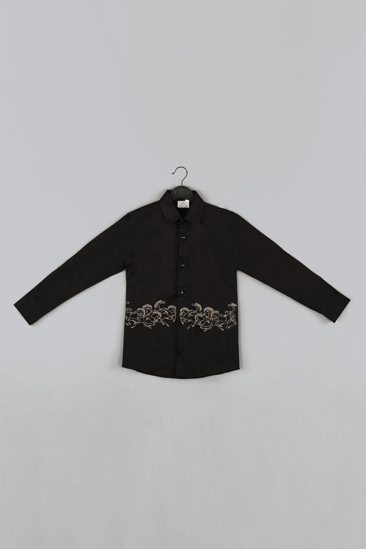 Buy Black Horses Embroidered Shirt for boy by Little Brats online available at scrollnshops