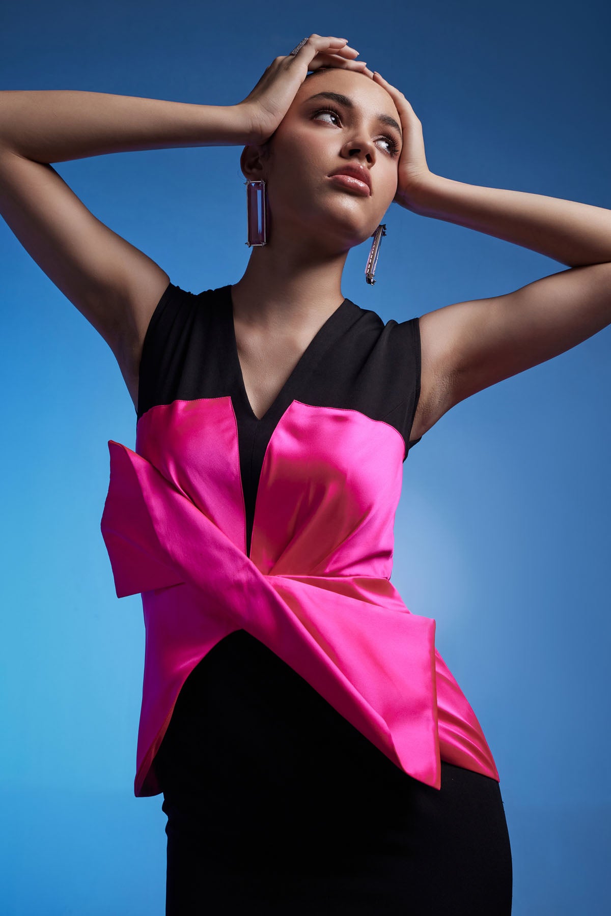 Black & Hot Pink Panel Dress