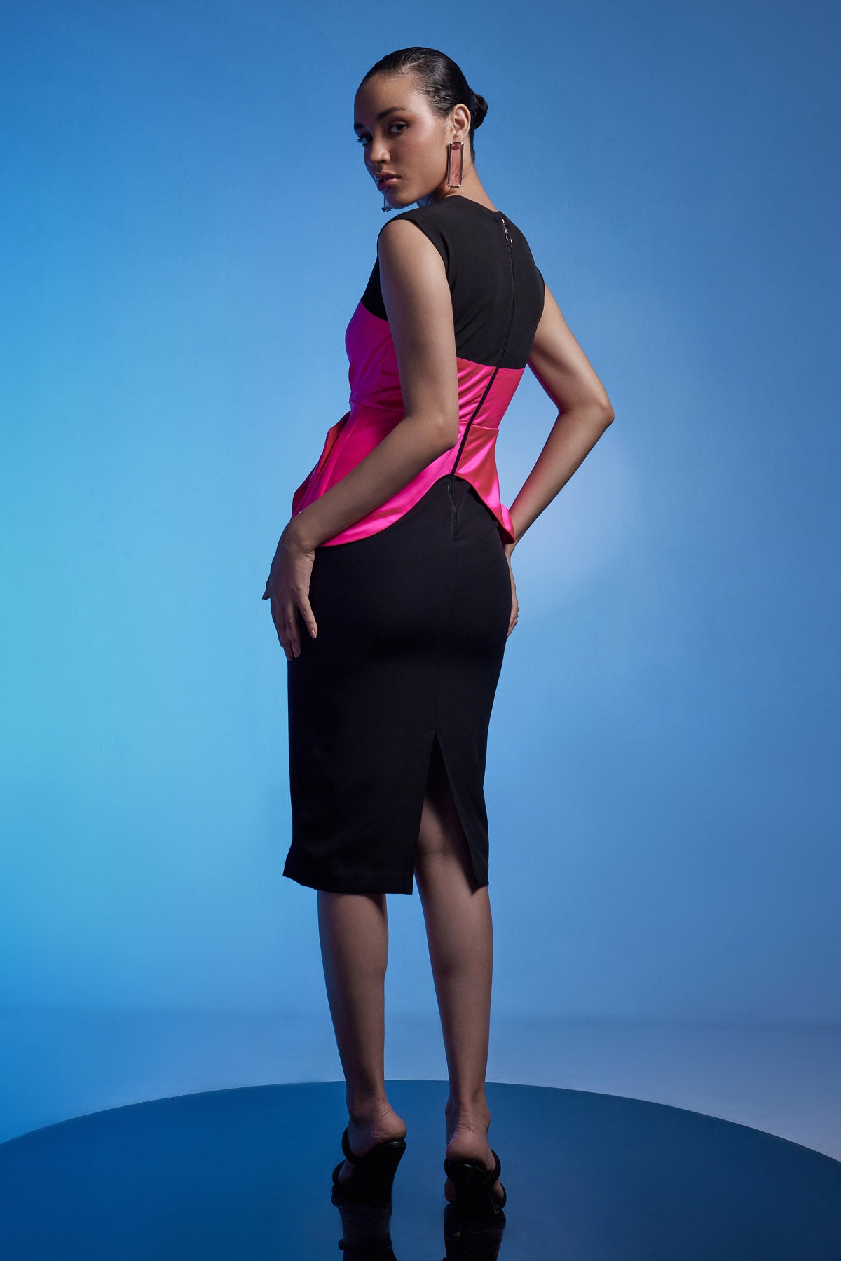 Black & Hot Pink Panel Dress