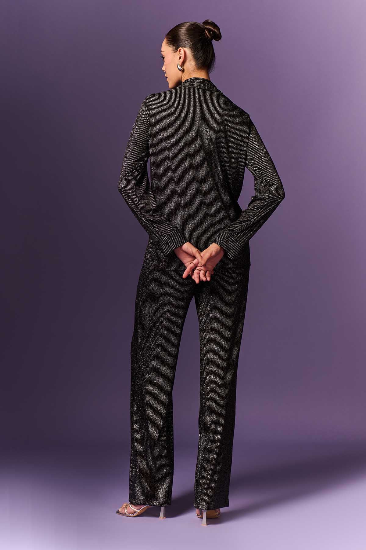 Black Jersey Shimmer Co-ord Set