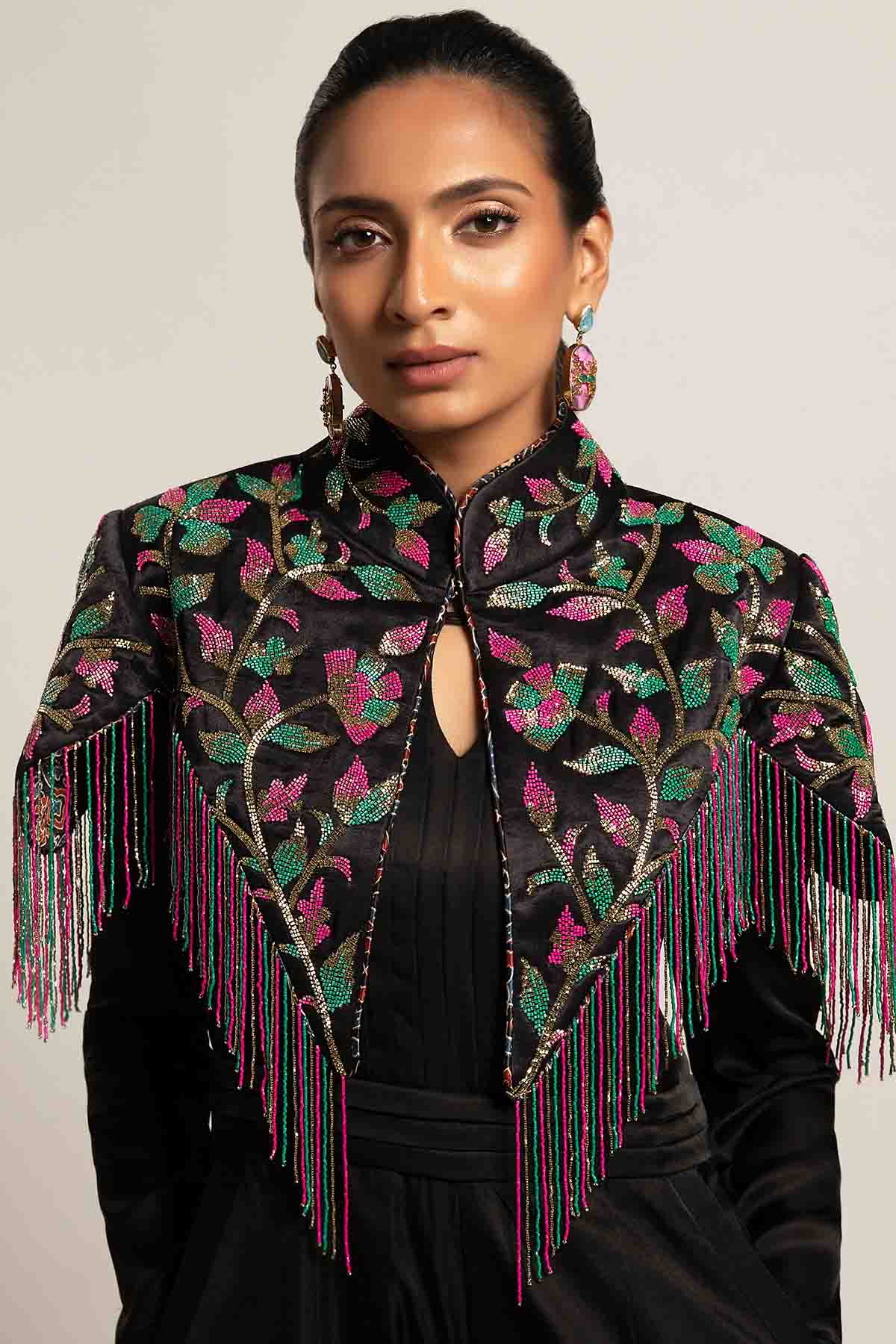 Black Jumpsuit & Short Capelet