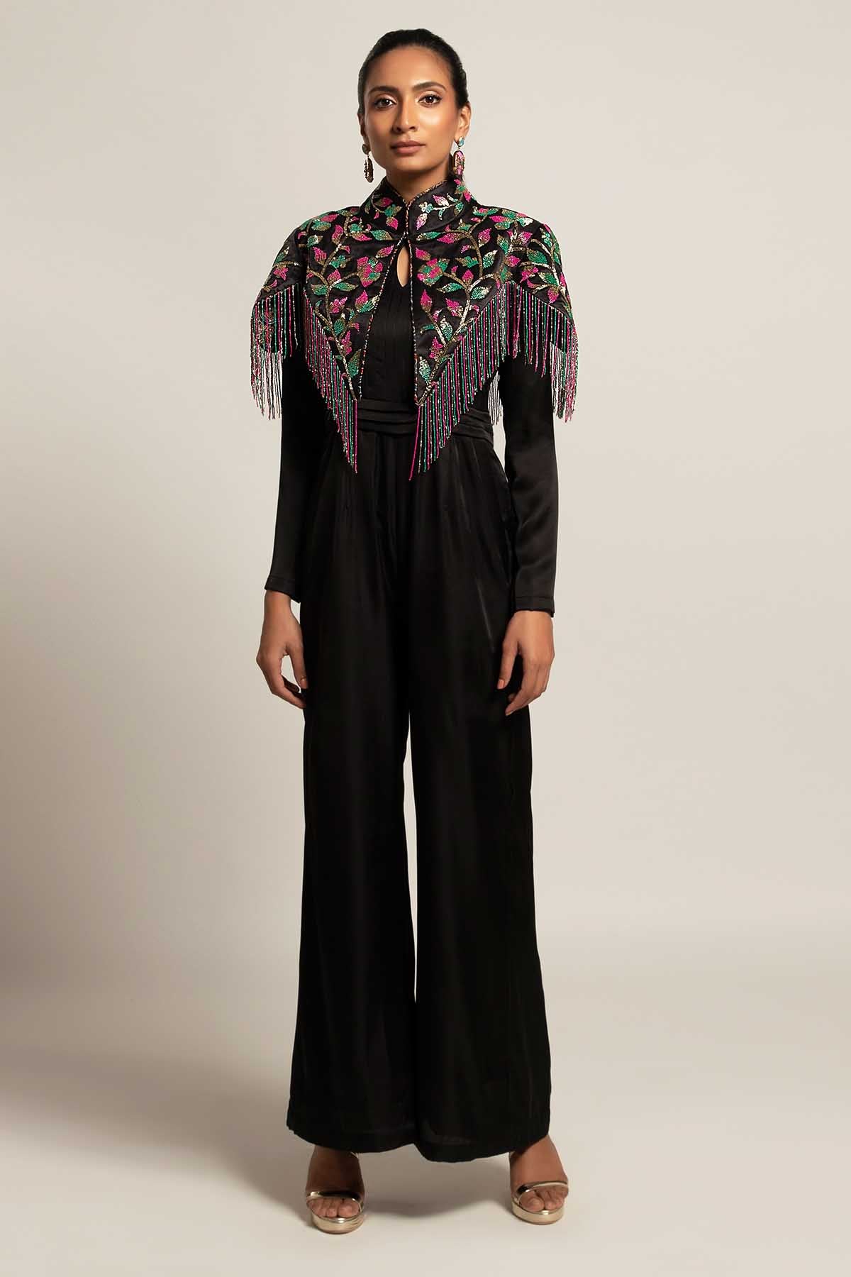 Black Jumpsuit & Short Capelet