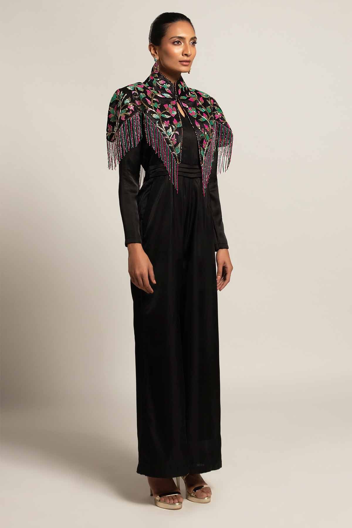 Black Jumpsuit & Short Capelet