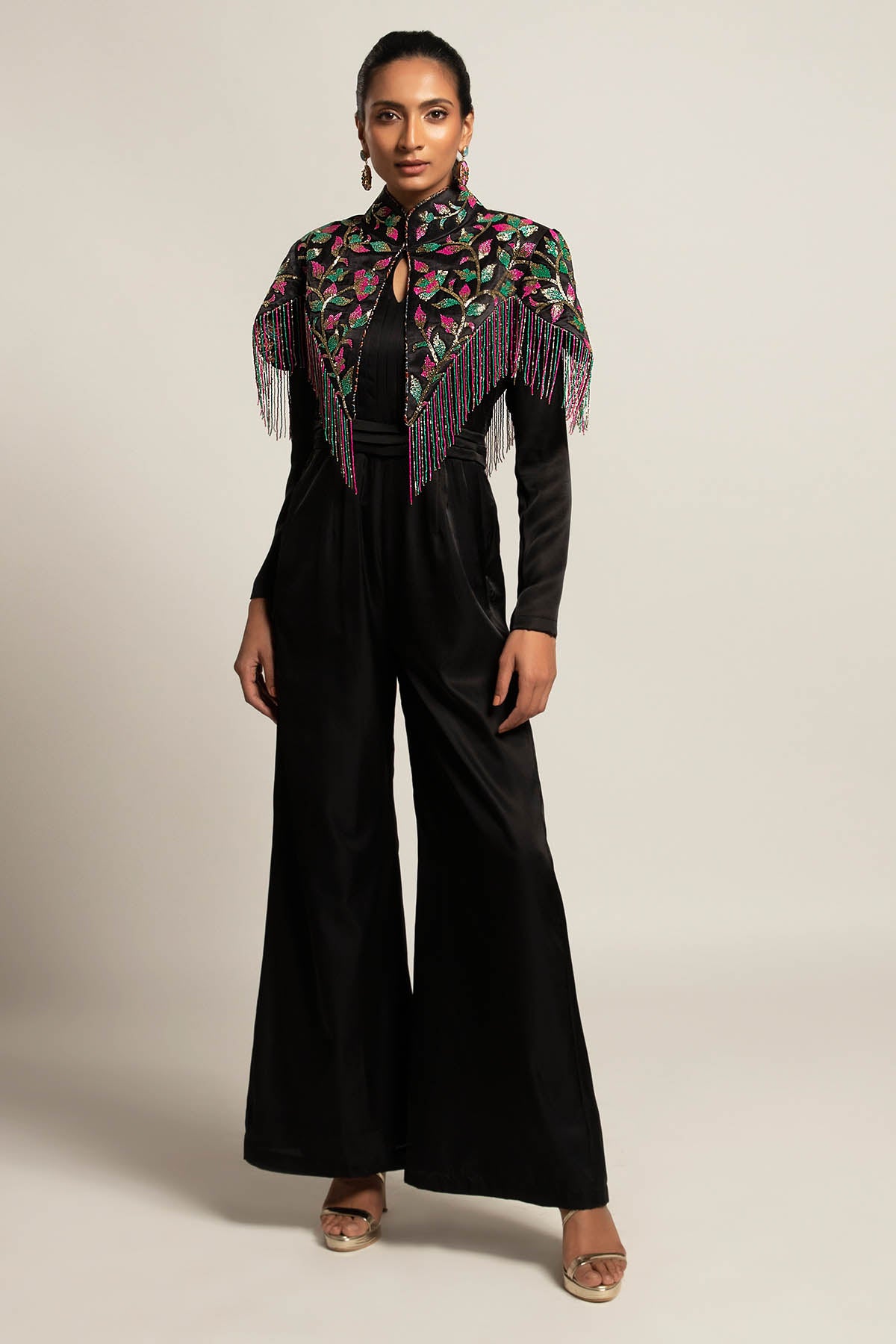 Black Jumpsuit & Short Capelet