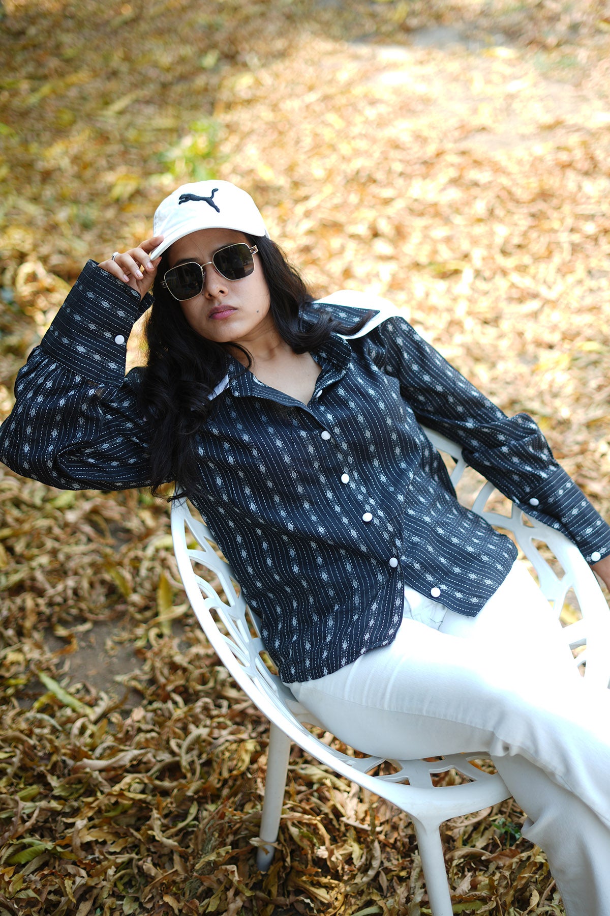 Black Kantha Work Cotton Shirt