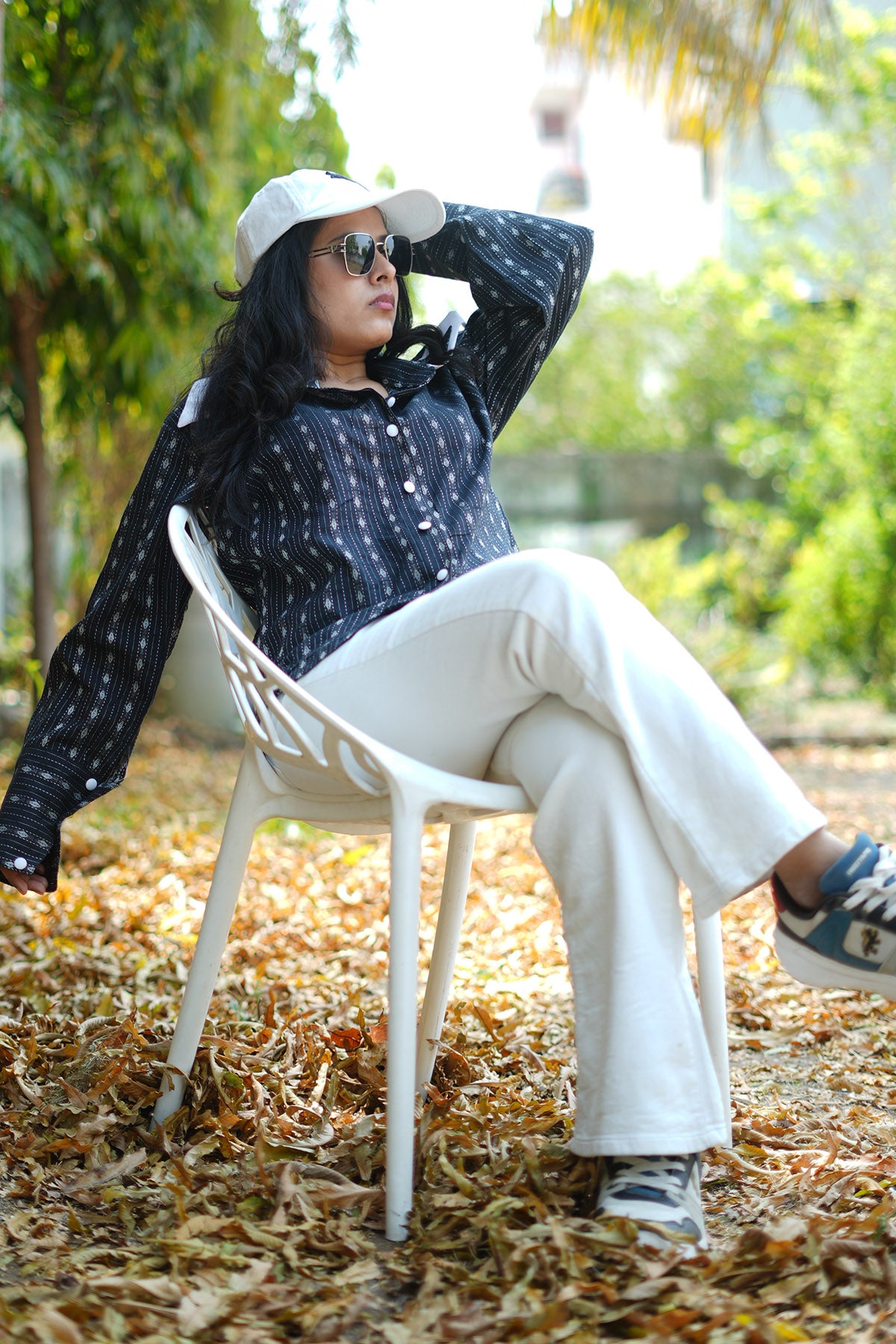 Black Kantha Work Cotton Shirt