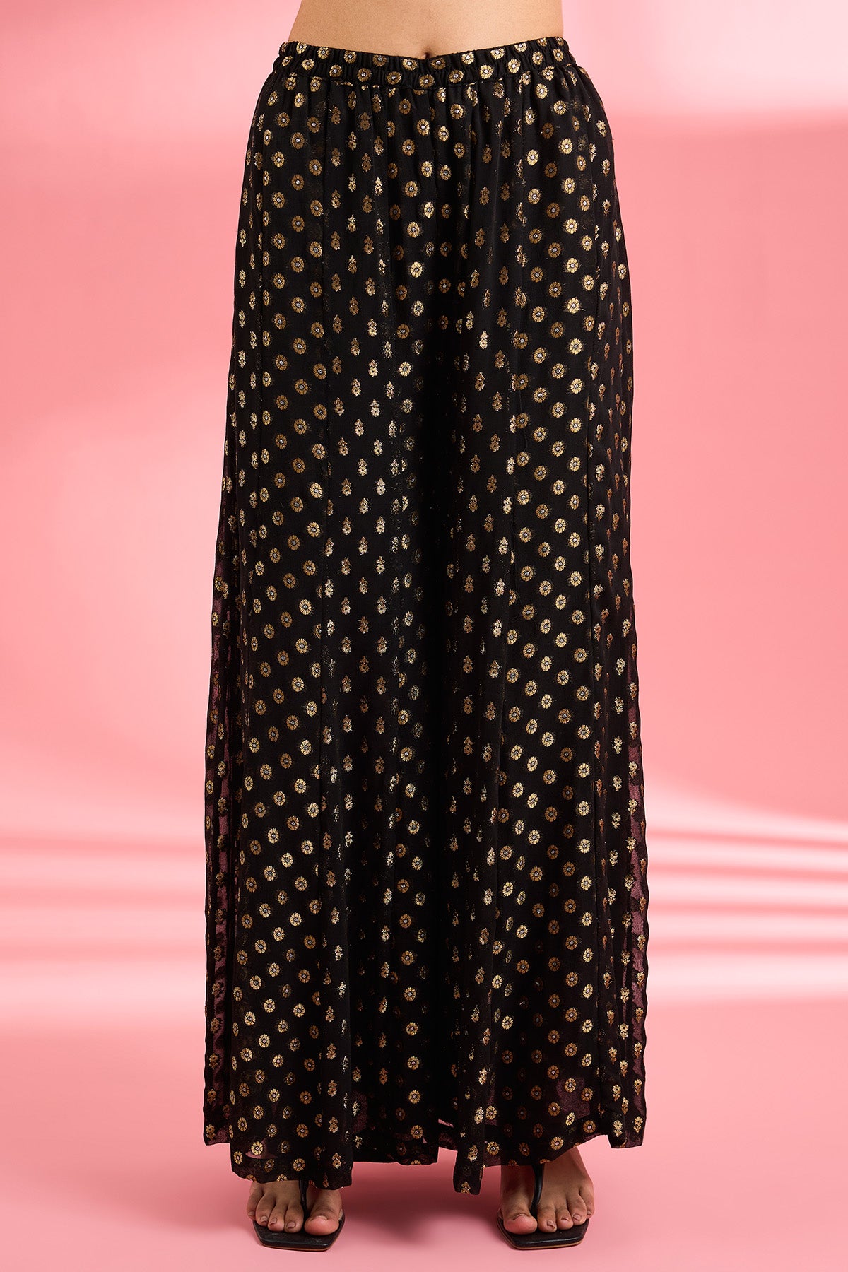Black Katan Silk Sharara Set