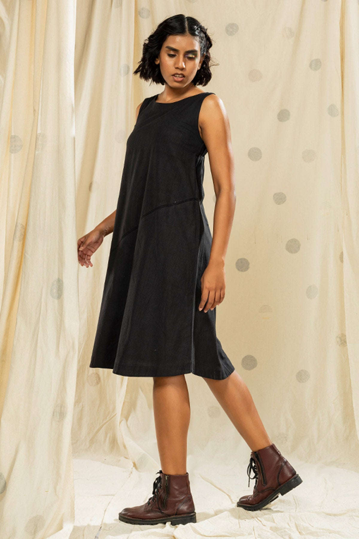 Buy Thread Game Black Khadi Spaghetti Dress For Women online at ScrollnShops