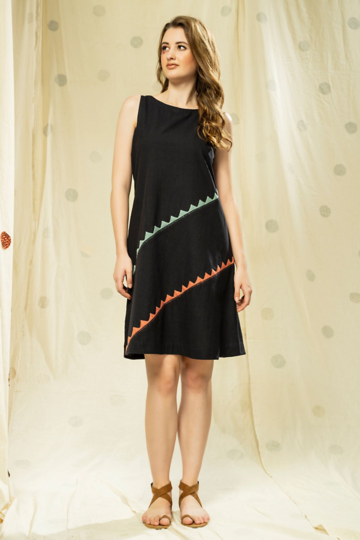 Buy Thread Game Black Khadi Stripes Mini Dress For Women online at ScrollnShops