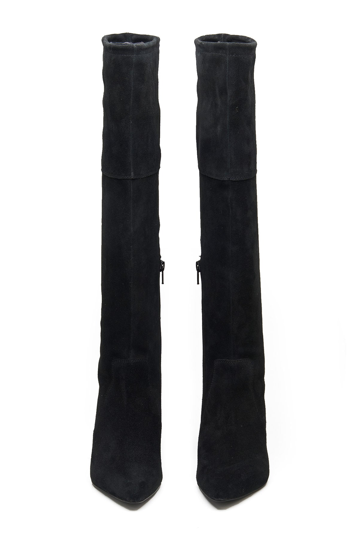 Black Kitten Heel Long Boots