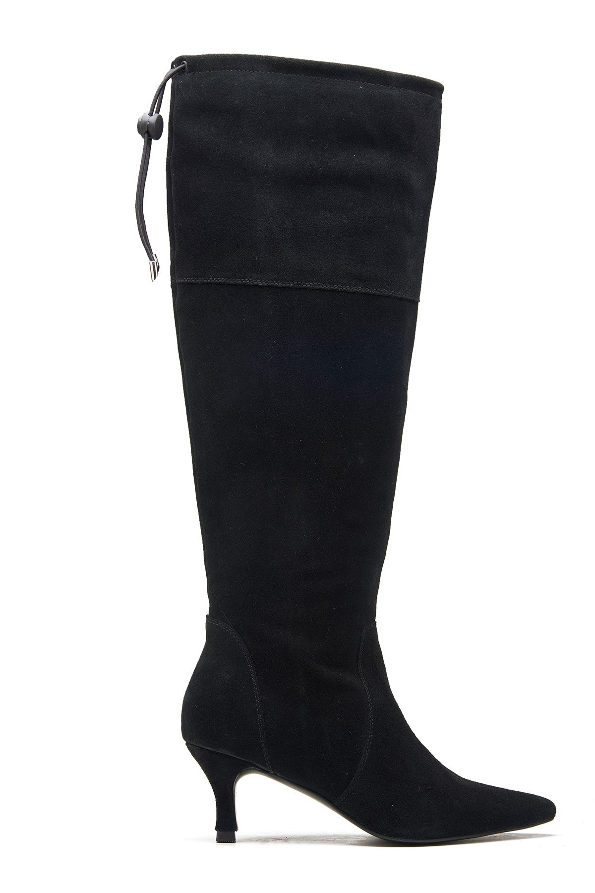 Black Kitten Heel Long Boots
