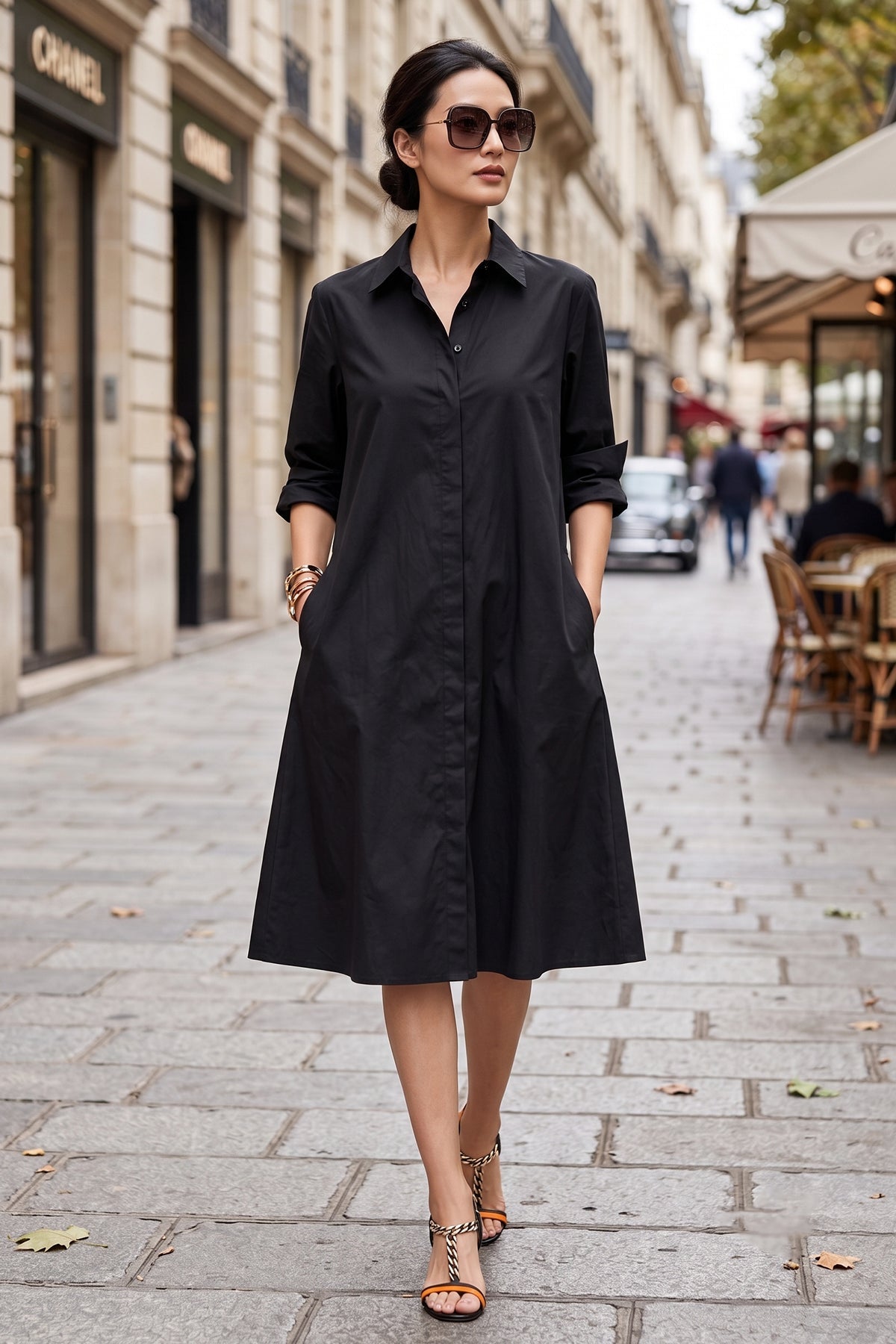 Buy Black Knee Length Shirt Dress for women by Sneha B online available at scrollnshops