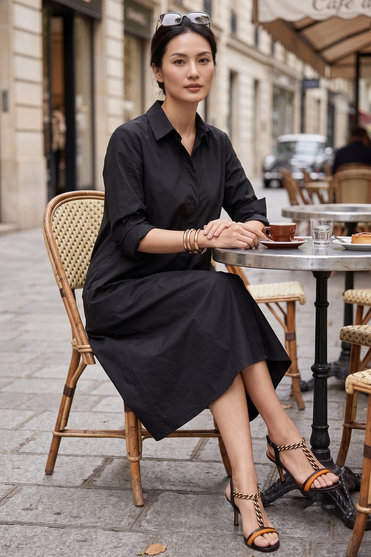 Black Knee Length Shirt Dress