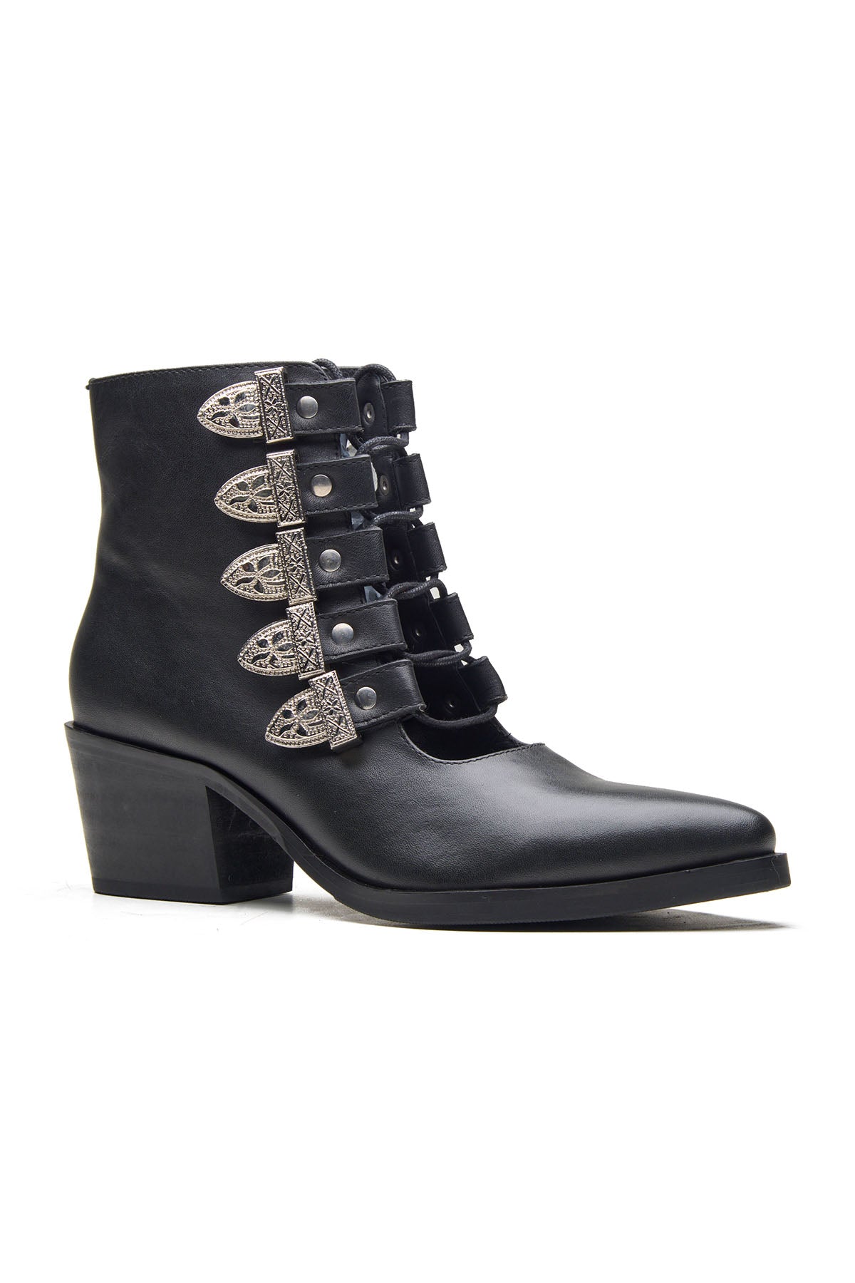 Black Lace Detail Ankle Boots