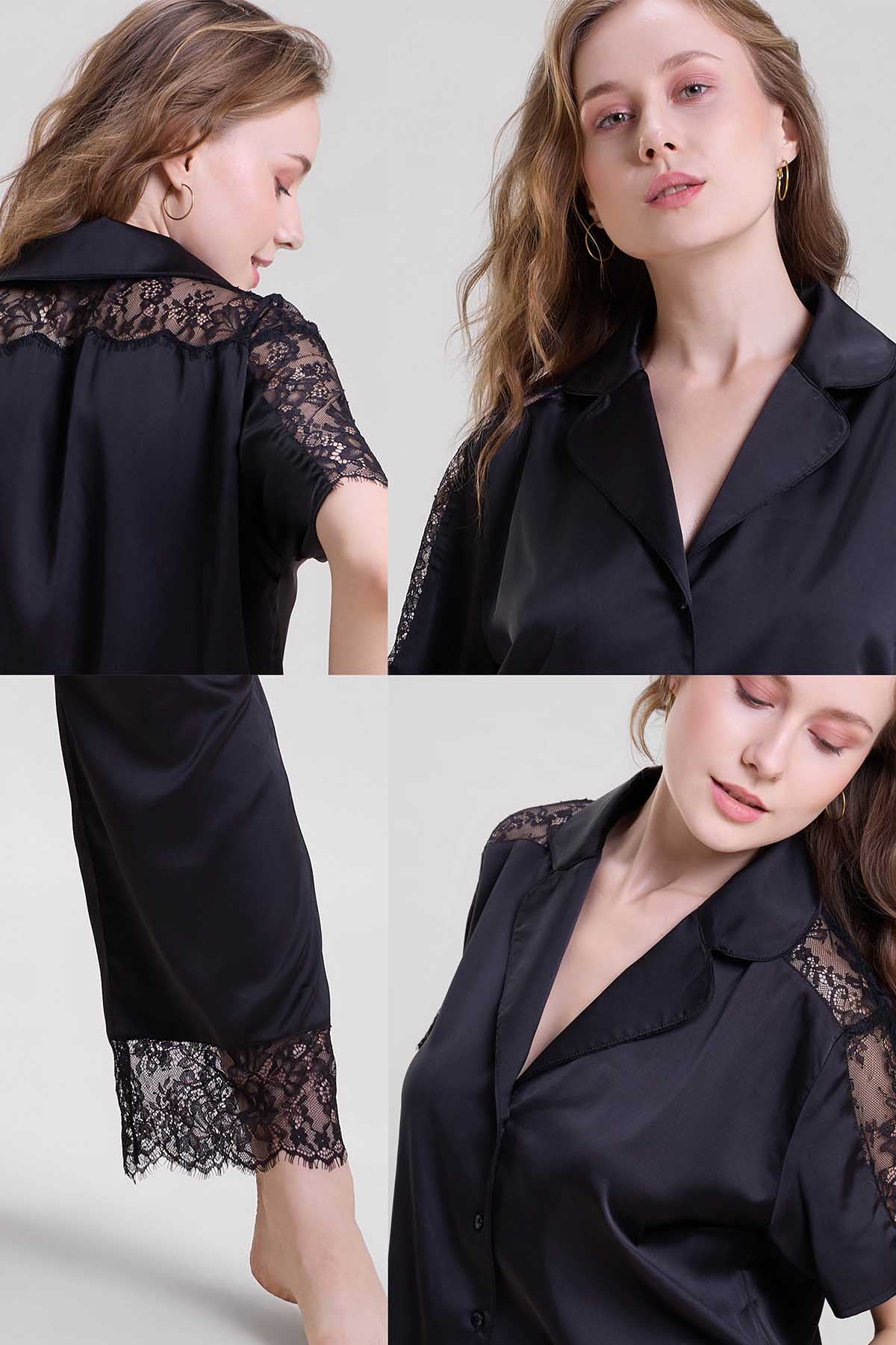 Black Lace Detail Shirt & Pants