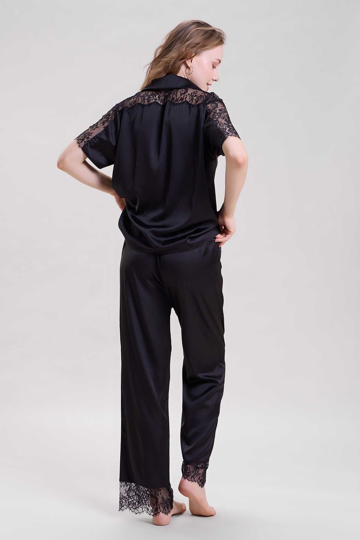 Black Lace Detail Shirt & Pants