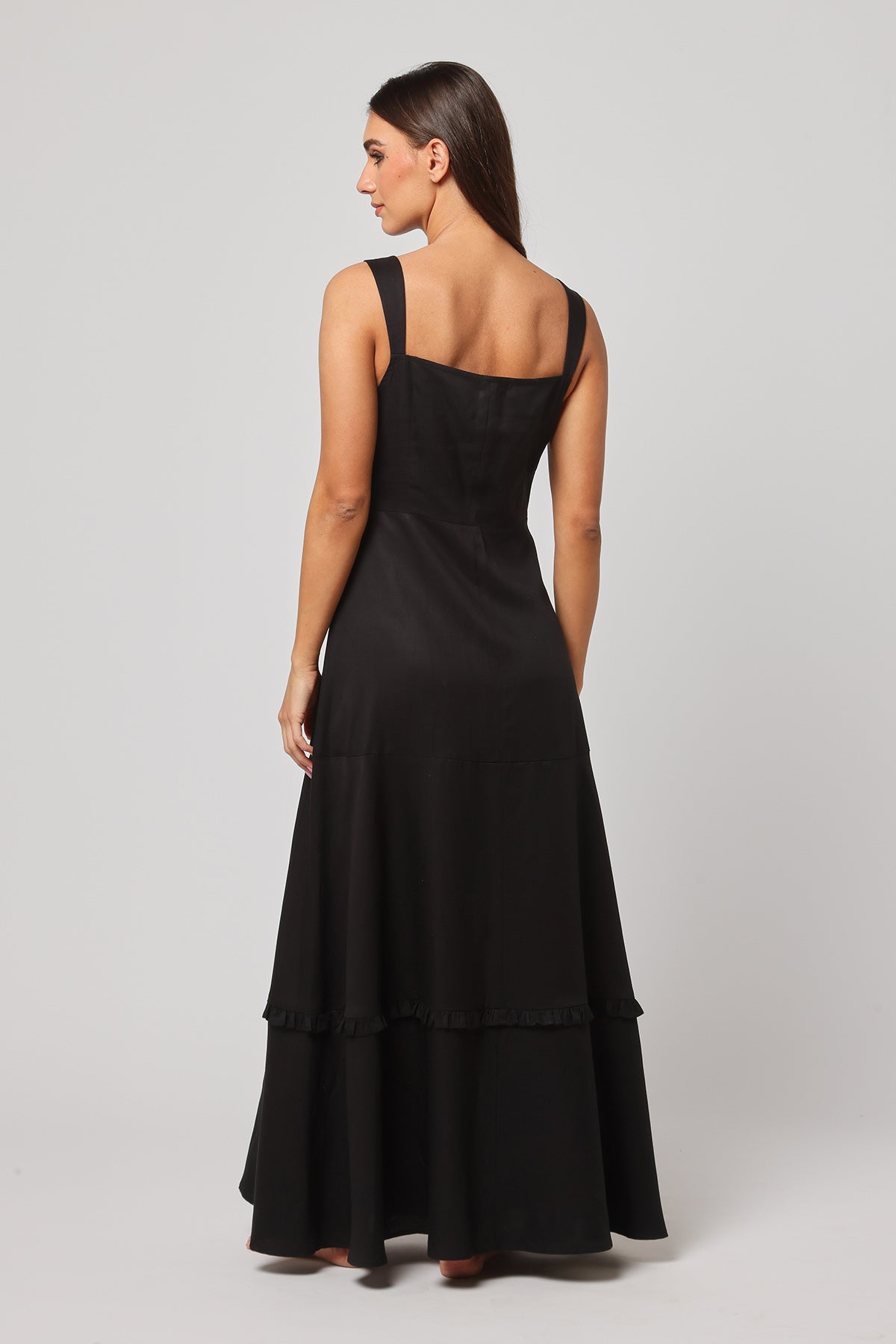 Black Lace Tie-up Neck Dress