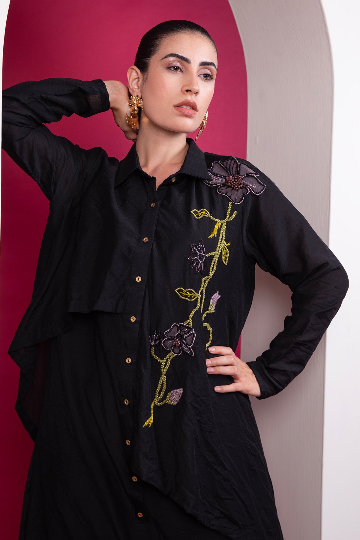 Black Layered Shirt & Trousers