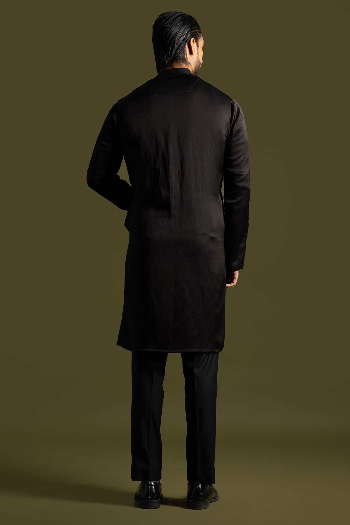 Black Linen Satin Kurta & Pants