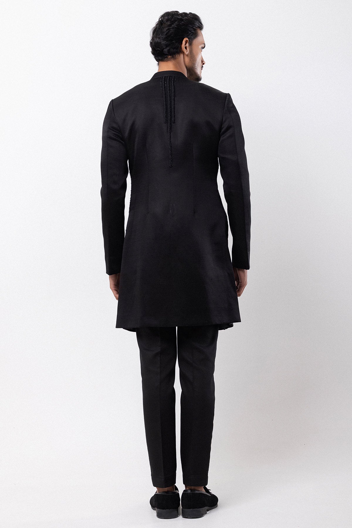 Black Linen Satin Sequin Jacket