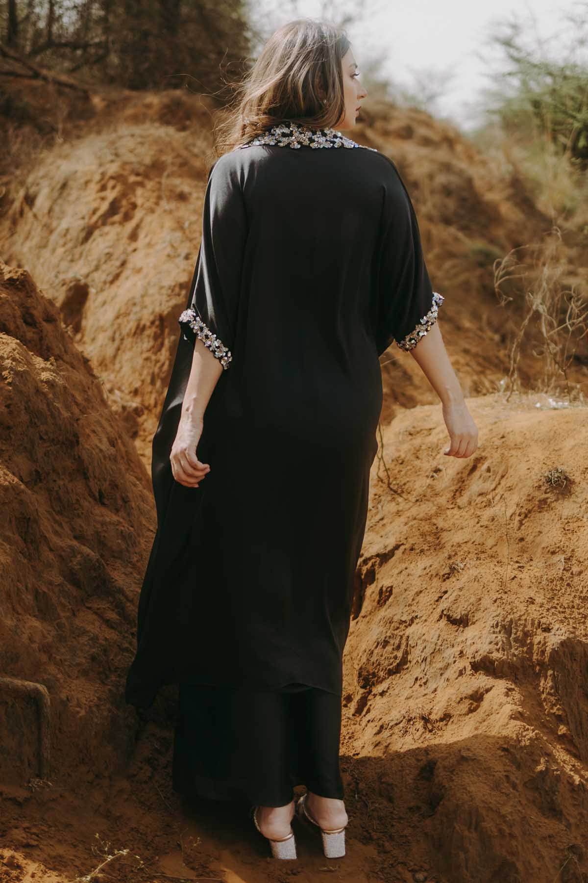 Black Long Jacket & Skirt Set