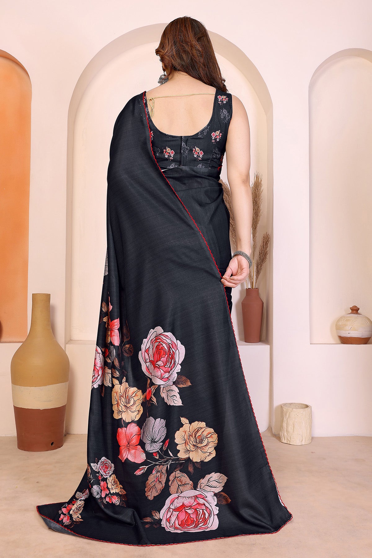 Black Manipuri Digital Saree
