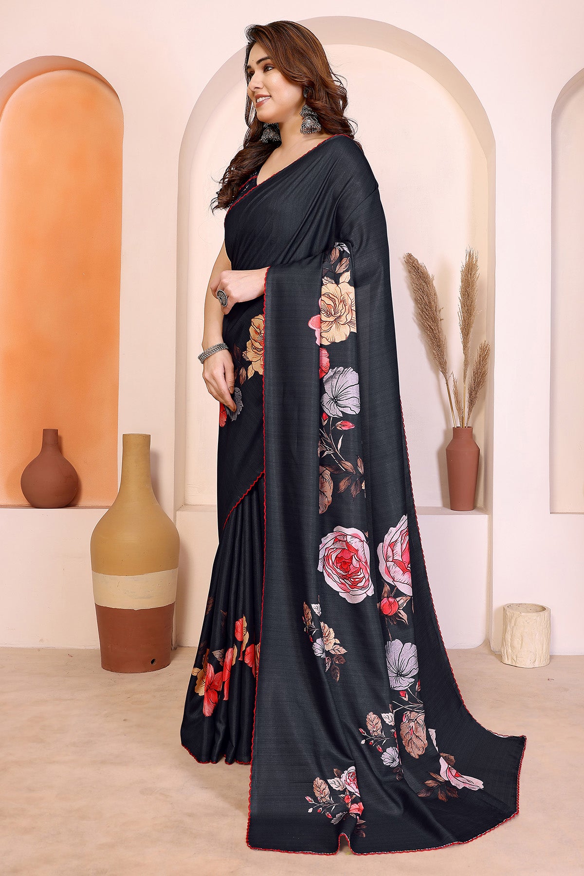 Black Manipuri Digital Saree