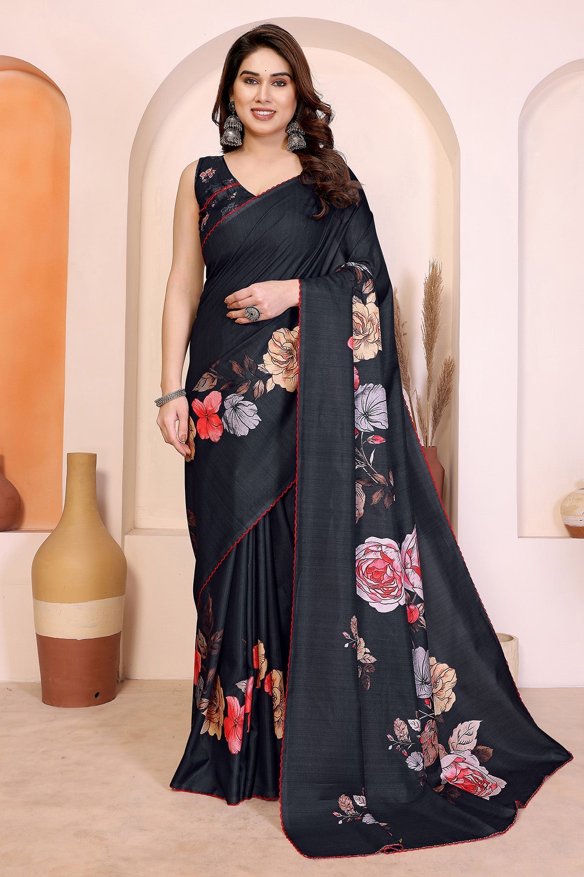 Buy Black Manipuri Digital Saree for women by Aastha Fashion online available at scrollnshops