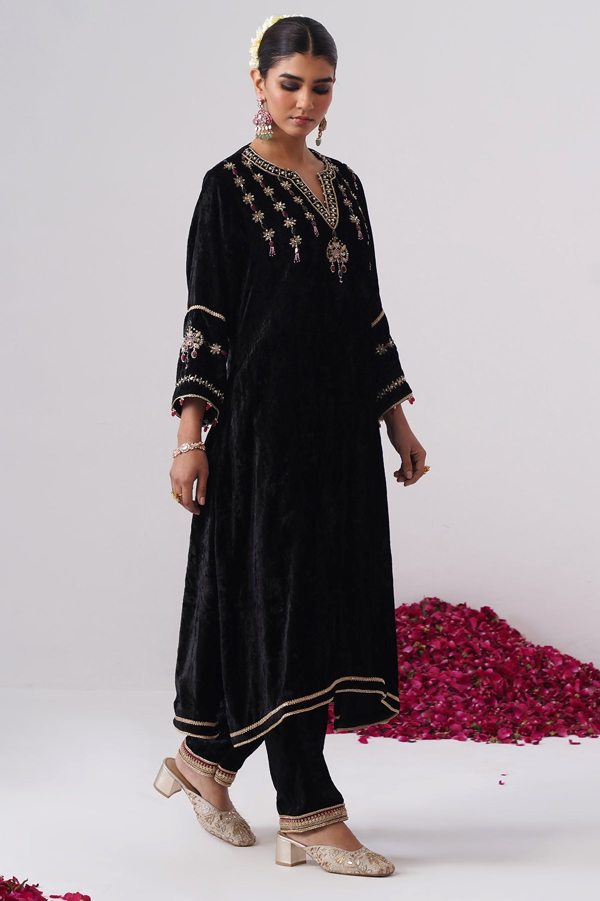 Black Maroon Kurta And Pants