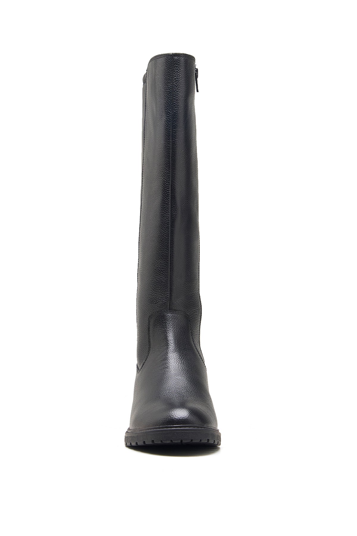 Black Milled Leather Long Boots