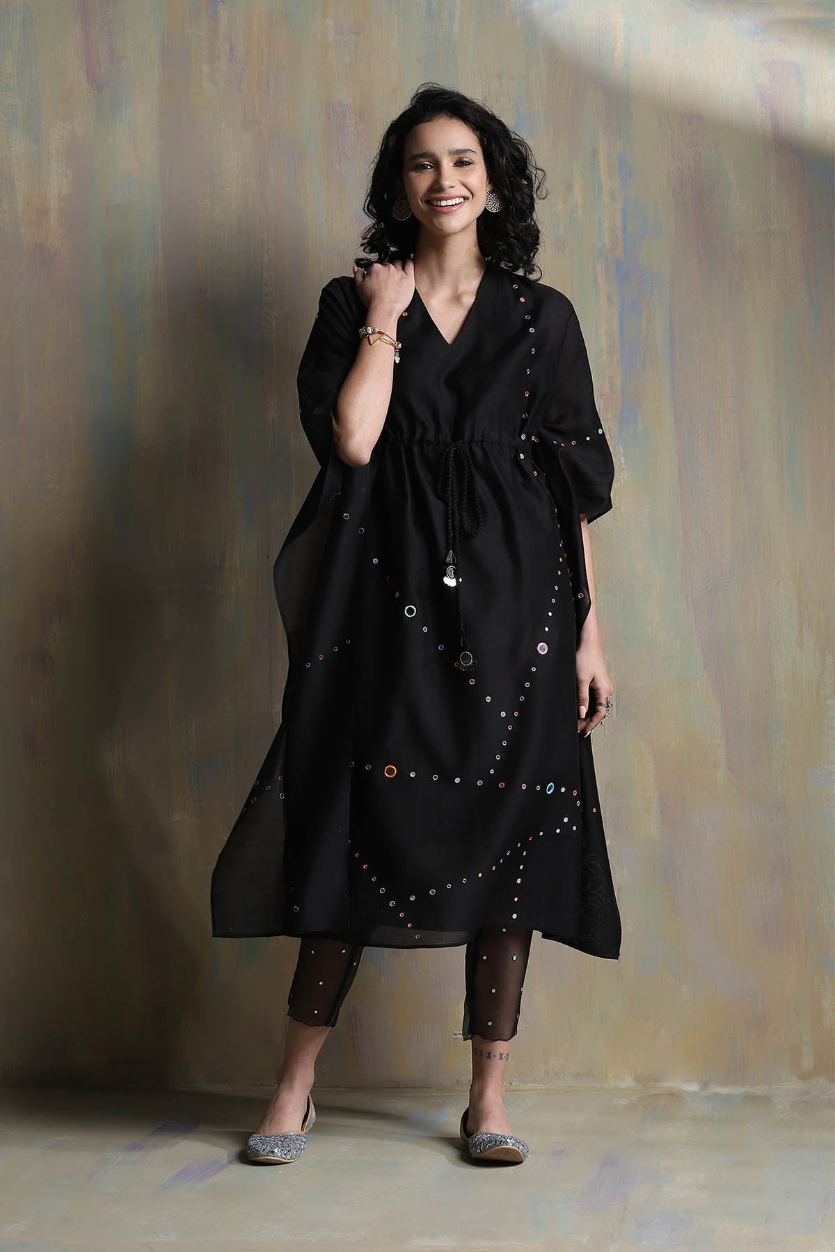 Buy Black Mirror Work Kaftan Set Online