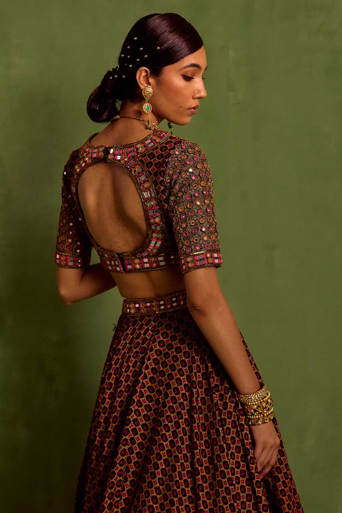 Black Mirror Work Lehenga Set